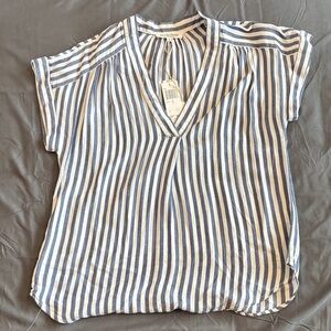 Workshop Republic Clothing Navy and White Striped Blouse